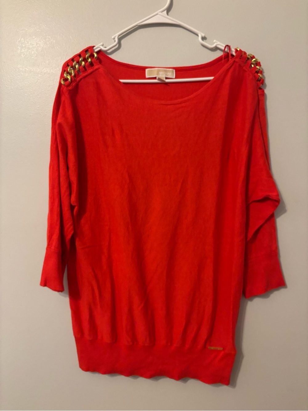Women's Red Chain-Shoulder Sweater